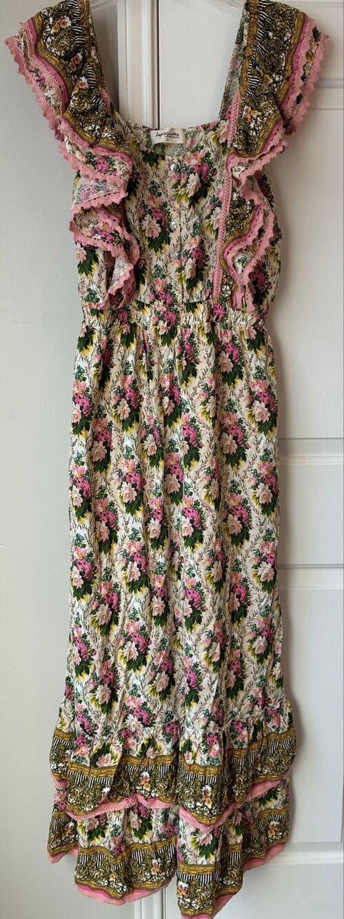 Impressions "Toasting in Tuscany" Floral Maxi Dress Ruffle Prairie Cottagecore L